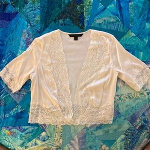 Express Design Studio Silk Lace Crop Kimono Ivory Cream S